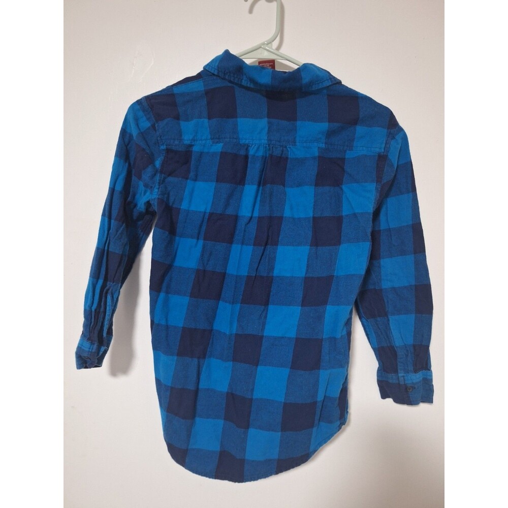 Arizona Jean Co Girls Size L 14 Blue Plaid Flannel Button Down Sequin Pocket Top - Picture 5 of 5